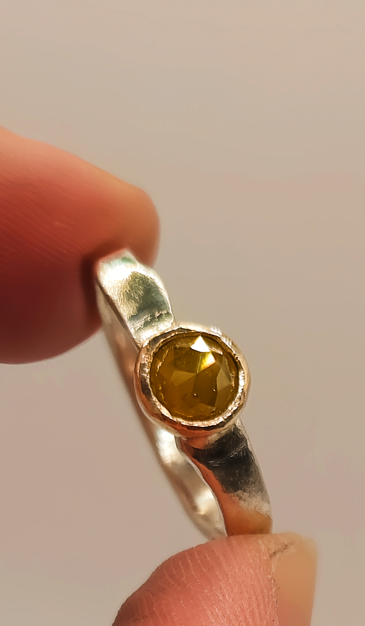 Rose Cut Brown Diamond Ring - Size L