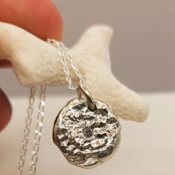 Sterling Silver Molten Pendant with Lab Diamond