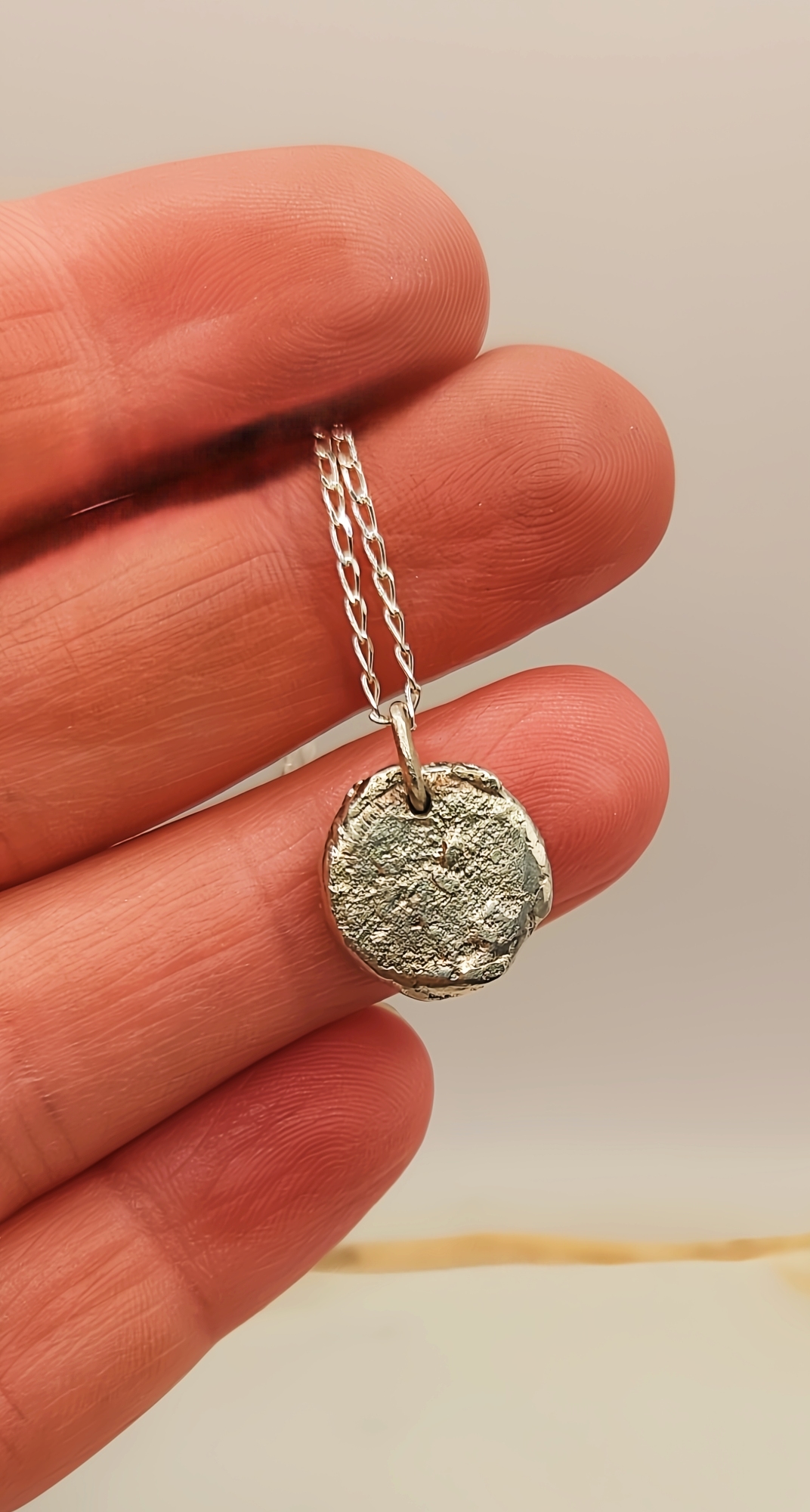 Sterling Silver Molten Pendant with Lab Diamond